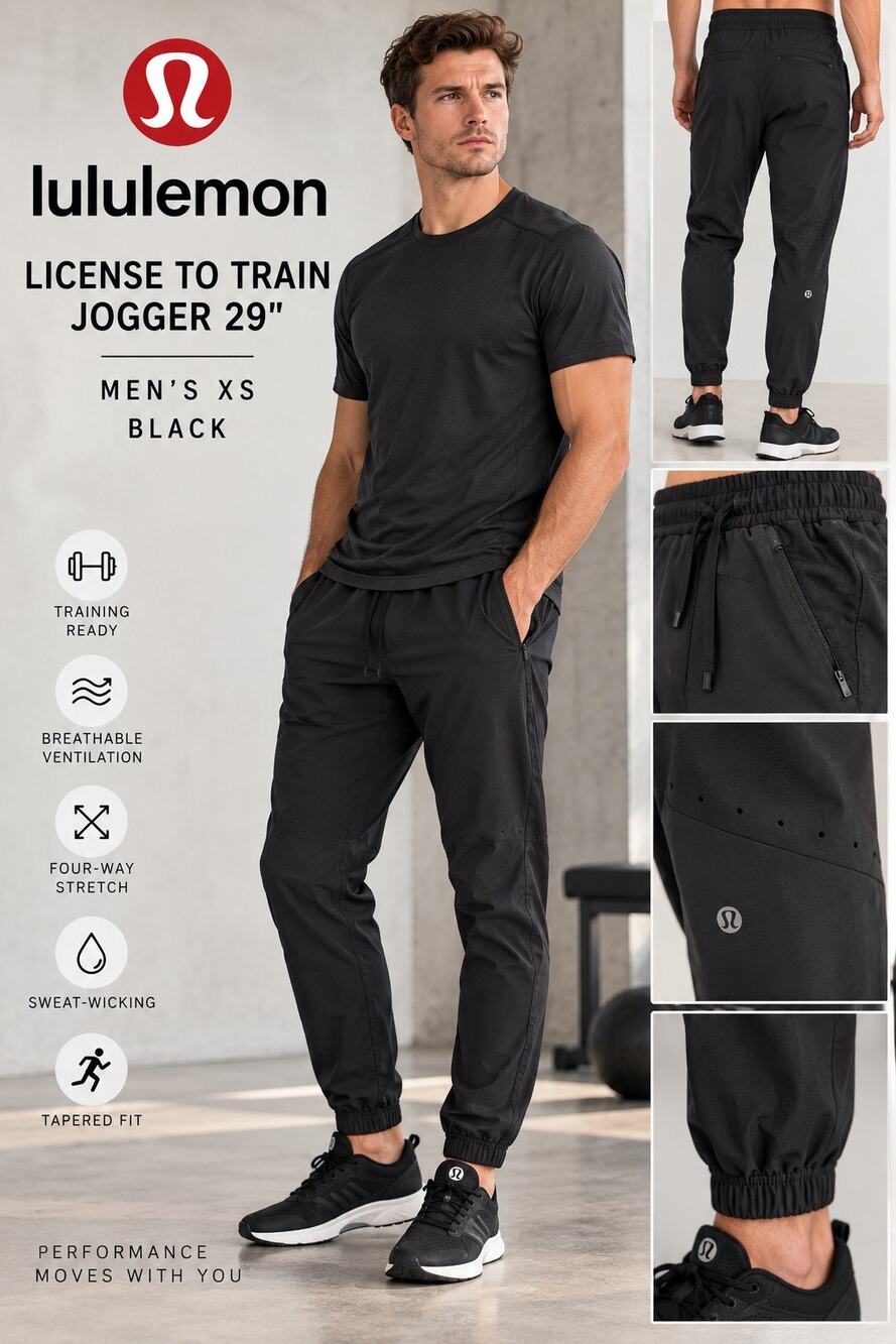 Lululemon License to Train Jogger XS Black 29” Running Training Pants Athleisure